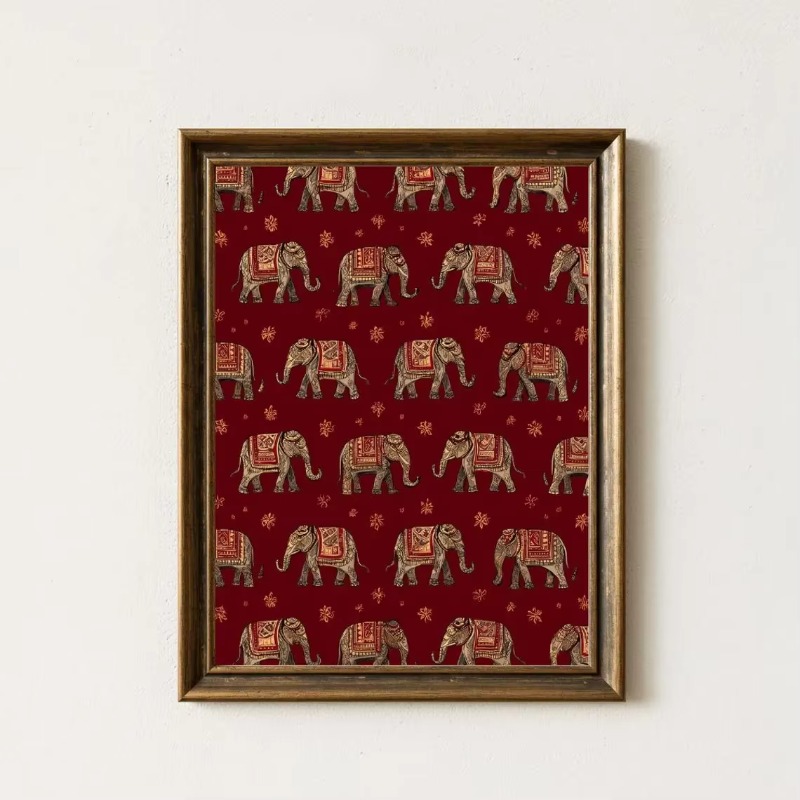 Home Decor Indonesia - Motif Gajah India, Seni Dinding Tekstil
