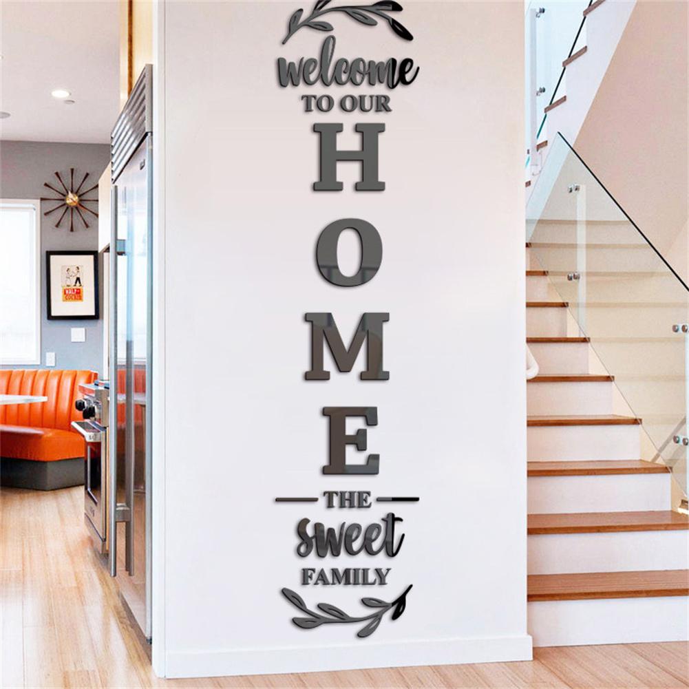 Home Decor Y2K - Stiker dinding cermin 3D huruf Inggris,