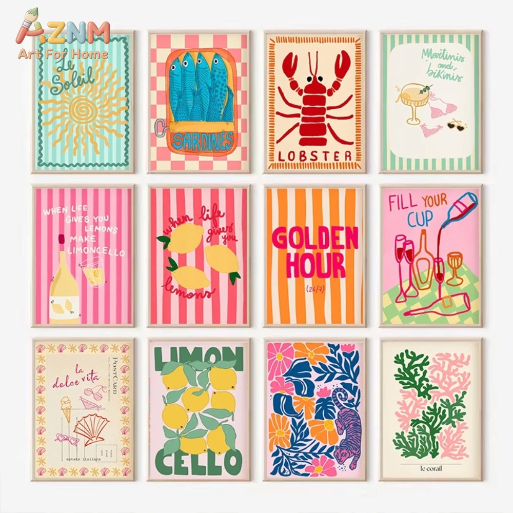 Home Decor Y2K - AZNM Dekorasi Dinding Dapur Kanvas Tanpa
