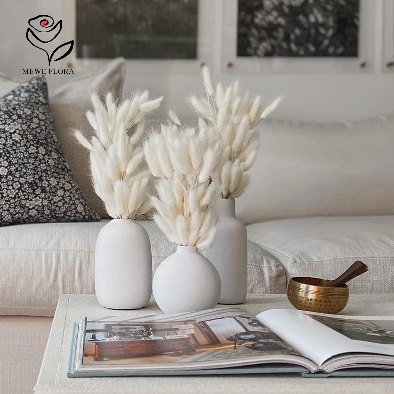 Pampas Grass Decor - 150PCS Ekor Kelinci Alami Putih Lembut