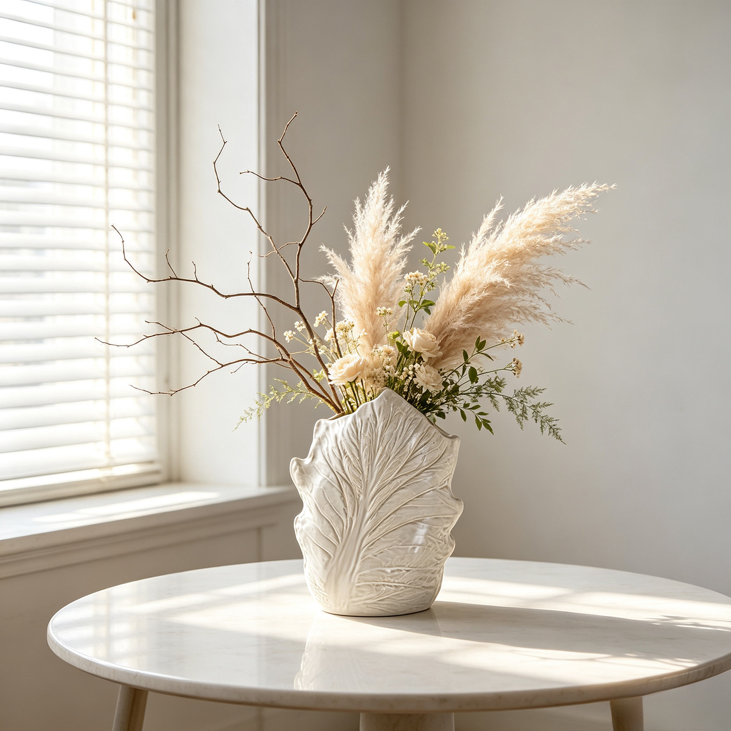 Vas Keramik Bentuk Daun untuk  - Pampas Grass Decor ulasan dan harga