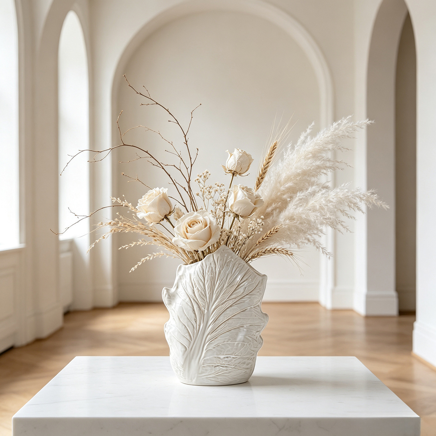 Vas Keramik Bentuk Daun untuk  - Pampas Grass Decor ulasan dan harga