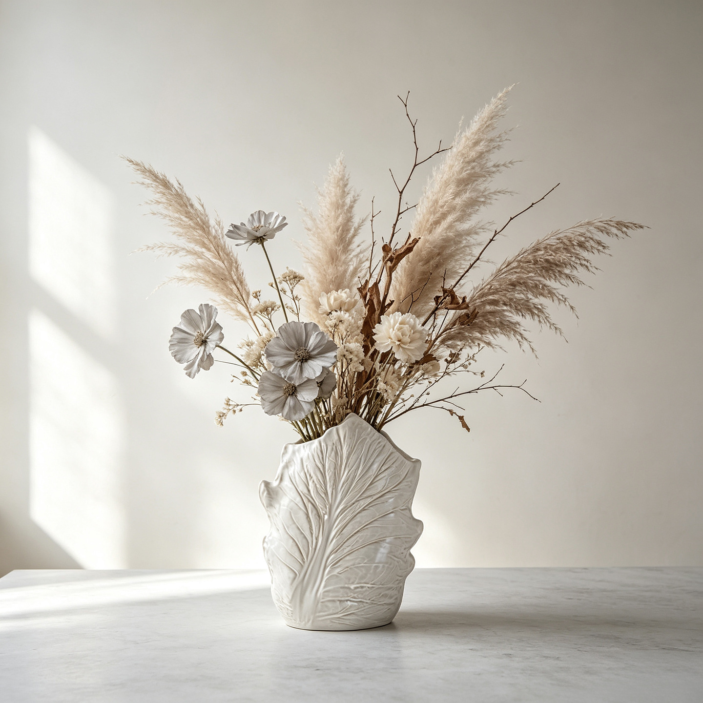 Vas Keramik Bentuk Daun untuk  - Pampas Grass Decor ulasan dan harga