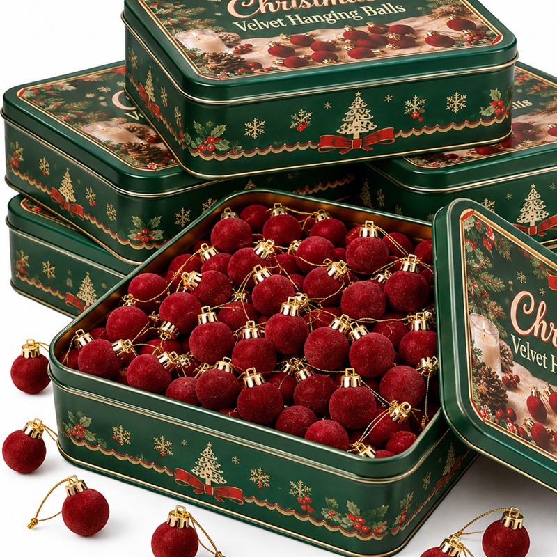 Bola Natal Beludru Merah Anggu - Home Decor Indonesia ulasan dan harga