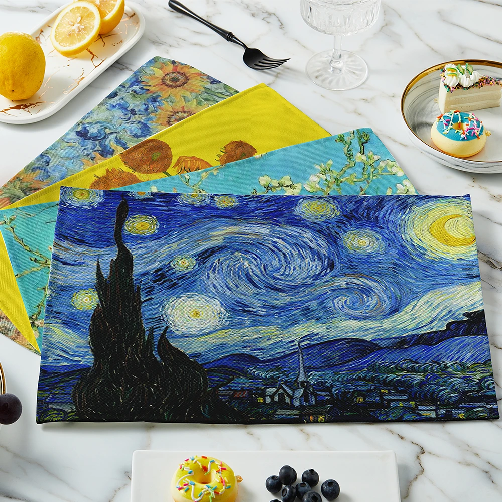 Van Gogh taplak meja lukisan m - Linen Table Runner ulasan dan harga