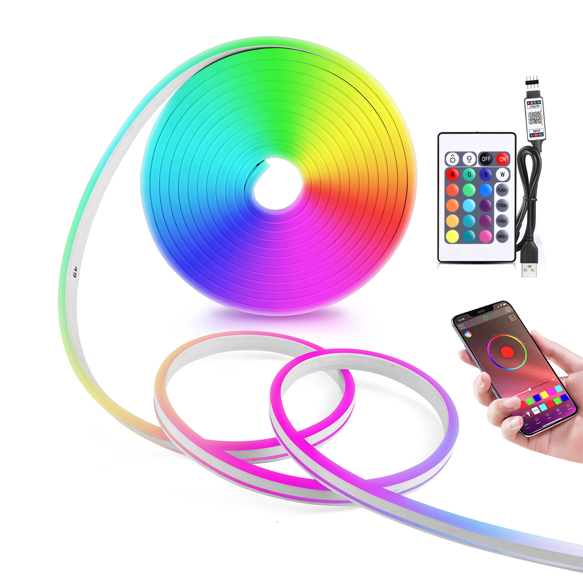Lampu Strip LED Neon USB RGB 5 - Home Decor Free App ulasan dan harga